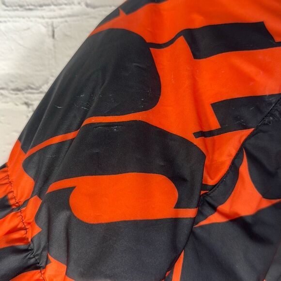 Nike Just Do It All Over Print Puffer Jacket Womens Small Orange Black - Picture 6 of 10